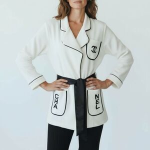 Vintage Cream and Black Wrap Blazer Custom Hademade See all Photos Sold As Is